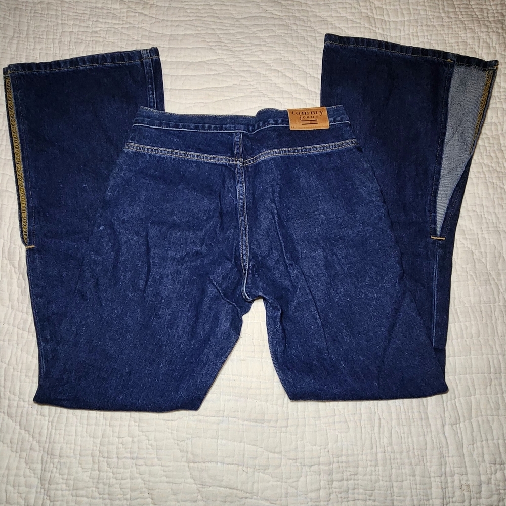 Vtg Tommy Hilfiger Jeans Sz 5 Split Flare Bell Bottom Medium Wash Mid Rise Y2K - Picture 2 of 14